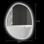 LED Illuminated Bathroom Mirror with Adjustable Color and Temperature, Tempered Glass, 70x5x50 cm, Silver