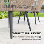 Outsunny Set of 2 Garden Chairs with Cushions and Armrests, in Steel and PE Rattan, 54x65x80 cm, Dark Grey