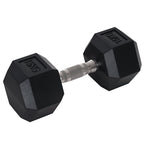 15 kg Hexagonal Dumbbell with Non-Slip Grip, Steel and Rubber, Ø15.5 x 33.6 cm, Black