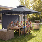 Outsunny Garden Gazebo with Extendable Roof and Drainage Holes, Metal and Polyester, 3.2x3.2 m, Dark Grey