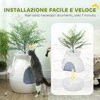Odor-Resistant Cat Litter Box with Scoop, Pot-Shaped, Made of ABS and Stainless Steel, 50x48.5x58.7 cm, White