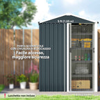 Outsunny Steel Garden Shed with Sliding Door, Grey