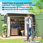 Outsunny Steel Garden Shed with 3 Lockable Doors, 234x132x185 cm, Dark Grey