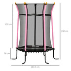 Children's Trampoline with Hinged Entry and Padded Poles, in Steel, PP and EPE, Ø163.5x190 cm, Pink