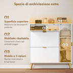 HOMCOM Space-Saving Slim Shoe Rack with Flap Doors, Entryway Shoe Cabinet with Adjustable Shelves, Holds 12 Pairs, White