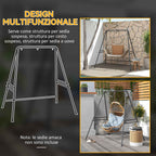 Outsunny Steel Hammock and Egg Chair Stand with A-Shaped Legs and Single and Double Hooks, 178 x 143 x 180 cm, Black