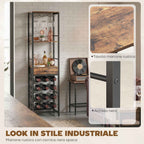 HOMCOM Mobile Bar, Bar Cabinet with Drawer, Cup Holder, Rustic Brown