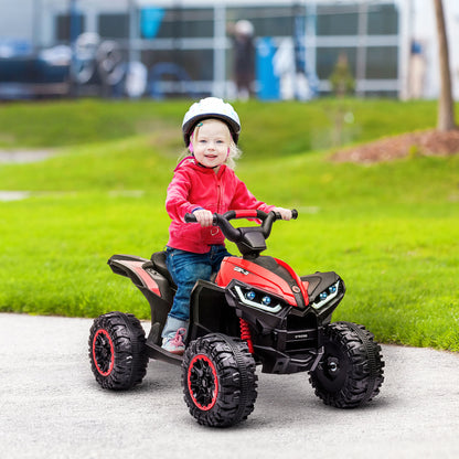 Electric Quad for Children 12V, 2 Speeds, Wide Wheels with Suspension and LED Headlights, Age 3-5 Years, Red