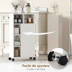 HOMCOM Space-Saving Bathroom Cabinet with Wheels, 3 Drawers and 5 Compartments with Adjustable Shelves, 20x40x80 cm, White