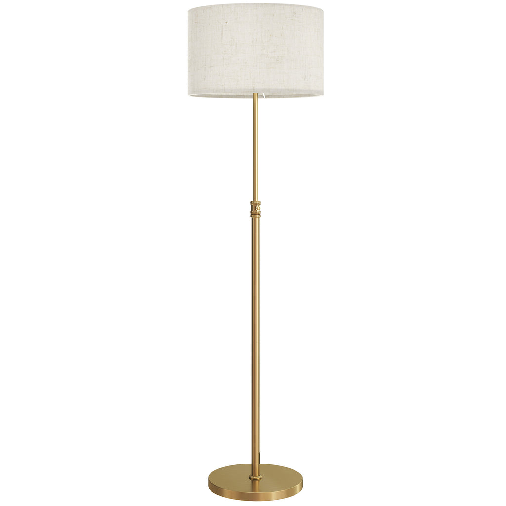 Floor Lamp with Remote Control and Adjustable Brightness 3000K-6000K, Fabric Lampshade, Gold