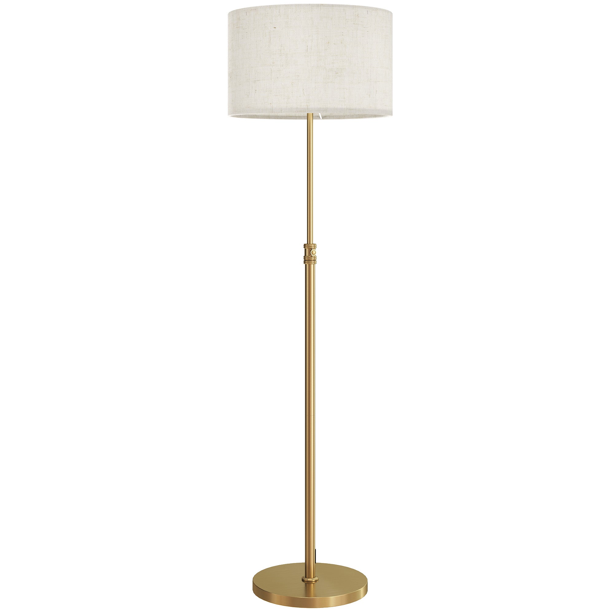 Floor Lamp with Remote Control and Adjustable Brightness 3000K-6000K, Fabric Lampshade, Gold