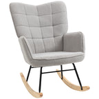 Upholstered Rocking Chair in Wood and Steel with Bouclé Upholstery, 71x98x101 cm, Grey