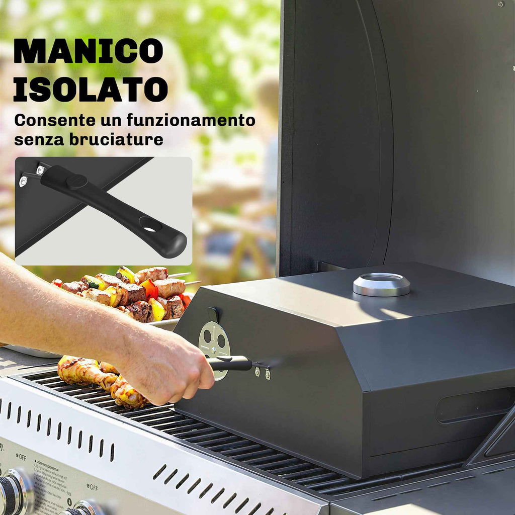 Outsunny Portable Wood-Fired Pizza Oven with Cordierite Stone and Thermometer, Metal, 53x40x18.5 cm, Black