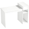 HOMCOM 108cm Study and Writing Desk with Drawer and Shelves, White