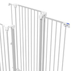 3-Panel Folding Dog Gate with Double Lock, Steel and Plastic, 206 x 120 cm, White