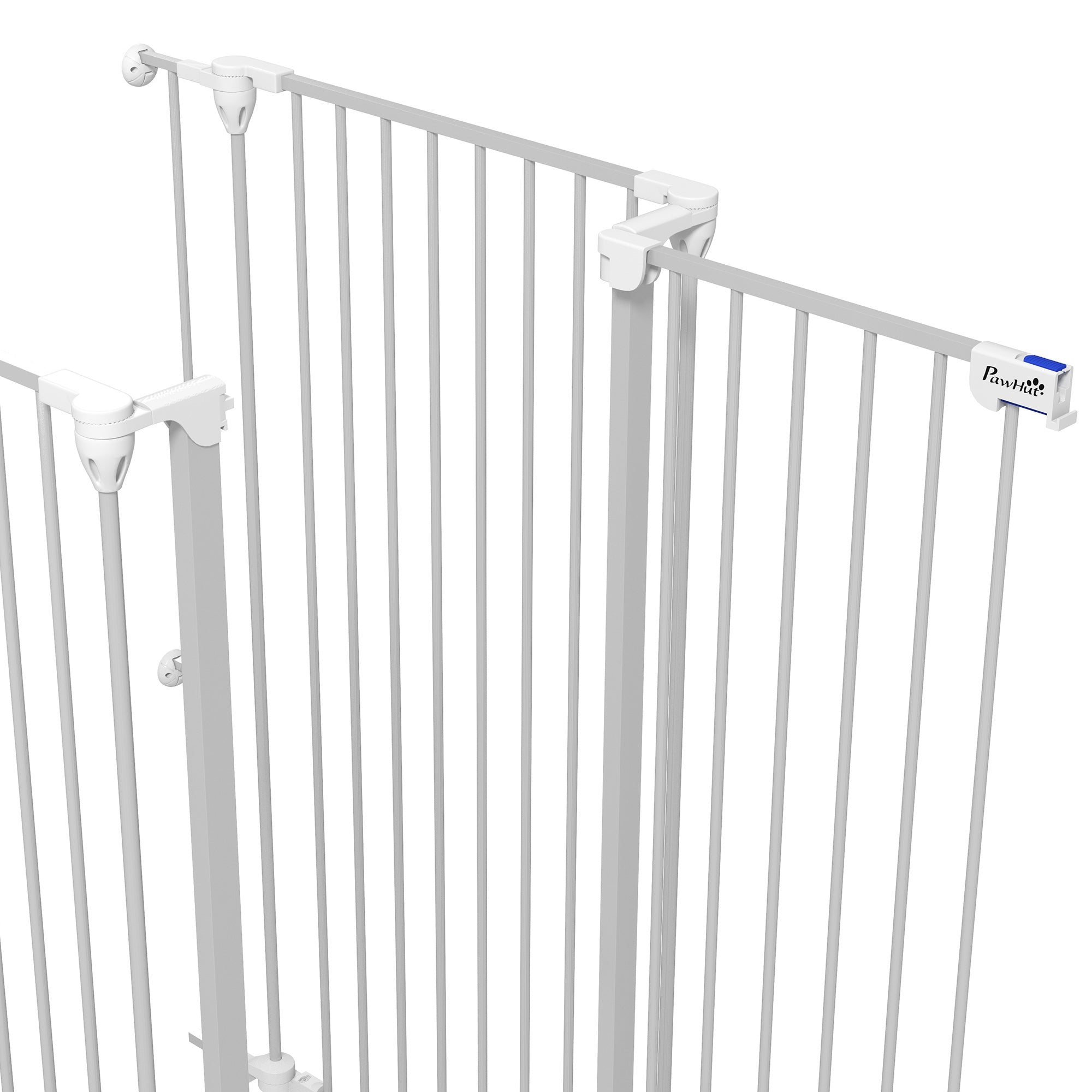 3-Panel Folding Dog Gate with Double Lock, Steel and Plastic, 206 x 120 cm, White