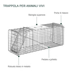 Foldable Steel Trap Cage for Live Animals, 81x26x34.5cm, Silver