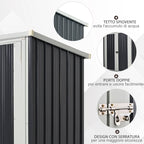 Steel Sheet Garden Shed with Double Door, 147x86x134cm, Black and White - Borge' Group Limited