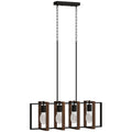 HOMCOM Rustic Pendant Light with 4 Rotatable Frames and Adjustable Chain, 80x21x90-130 cm, Black and Brown
