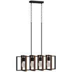 HOMCOM Rustic Pendant Light with 4 Rotatable Frames and Adjustable Chain, 80x21x90-130 cm, Black and Brown