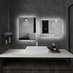 Bathroom Mirror with Adjustable LED Lights, Touch Switches and Anti-Fog Function, 70x50 cm