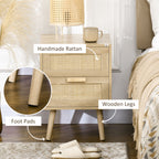Homcom Set 2 Bedroom Bedroom Boho style with 2 drawers, 40x40x56cm, natural wood - Borgè