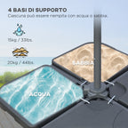 Decentralized Umbrella with 6 Ribs with Crank and Cross Base, in Metal and Polyester, Ø292x247 cm, Beige