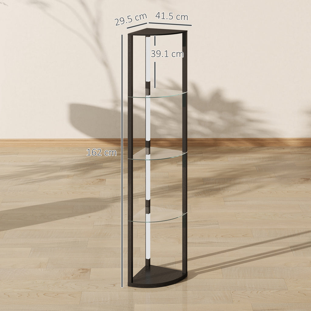 Floor Lamp with 5 Shelves and LED Light, 3 Brightness Levels and Foot Switch, Black