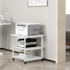 3-Tier Printer Cart with 4 Wheels, Wood and Steel, 50x50x52.5cm, White