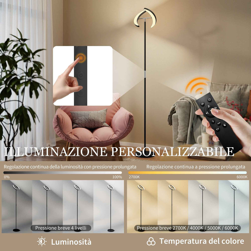 HOMCOM Dimmable Floor Lamp 2700K-6000K with Remote Control and 350° Swivel Double Head, Black
