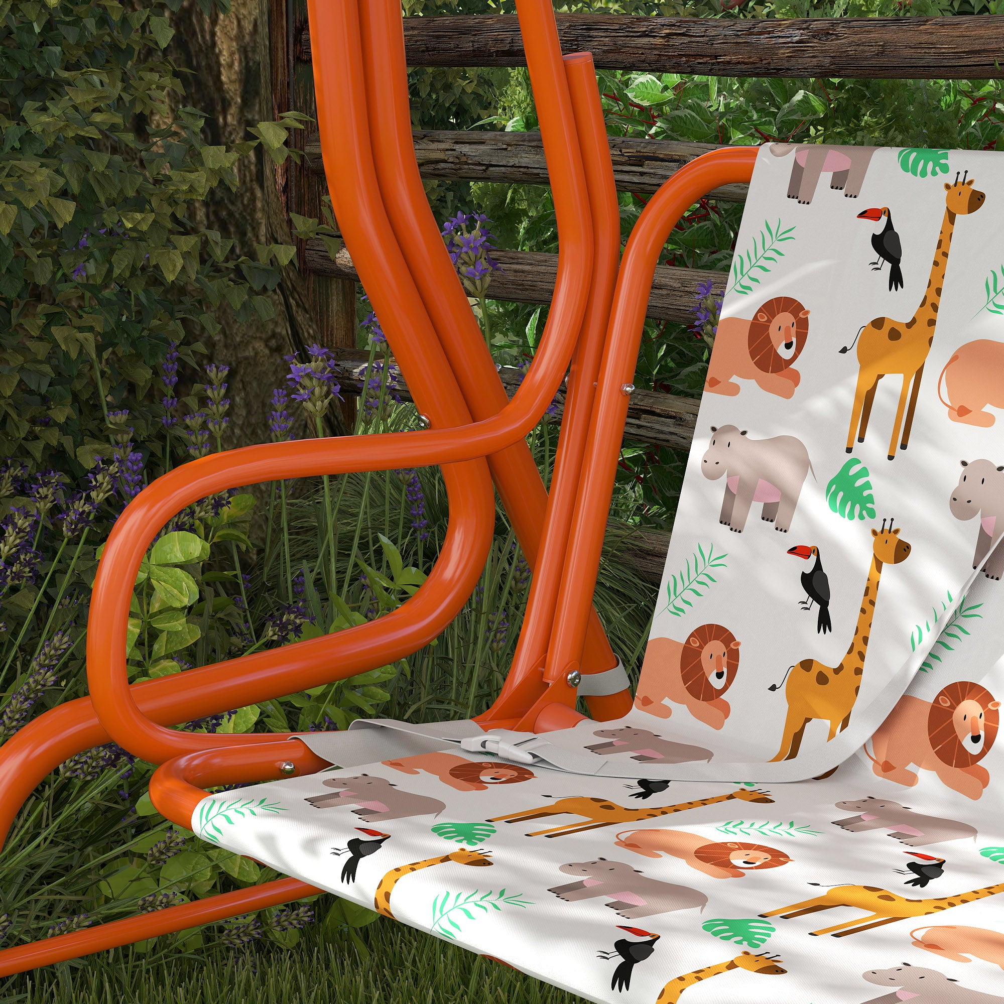 AIYAPLAY Children's Swing, 2-Seater Garden Swing, 112x75x120cm, Orange