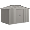 Outsunny Metal Garden Shed with Air Vents and Double Sliding Door, 277x195x192 cm, Silver