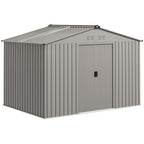 Outsunny Metal Garden Shed with Air Vents and Double Sliding Door, 277x195x192 cm, Silver
