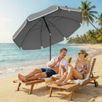 Outsunny Tilting Beach Umbrella with Anchor and Bag, Ø150x185 cm, Dark Grey