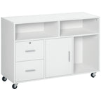 Printer Stand with Drawers, Multipurpose Cabinet for Office and Home, White, 100x35x65cm