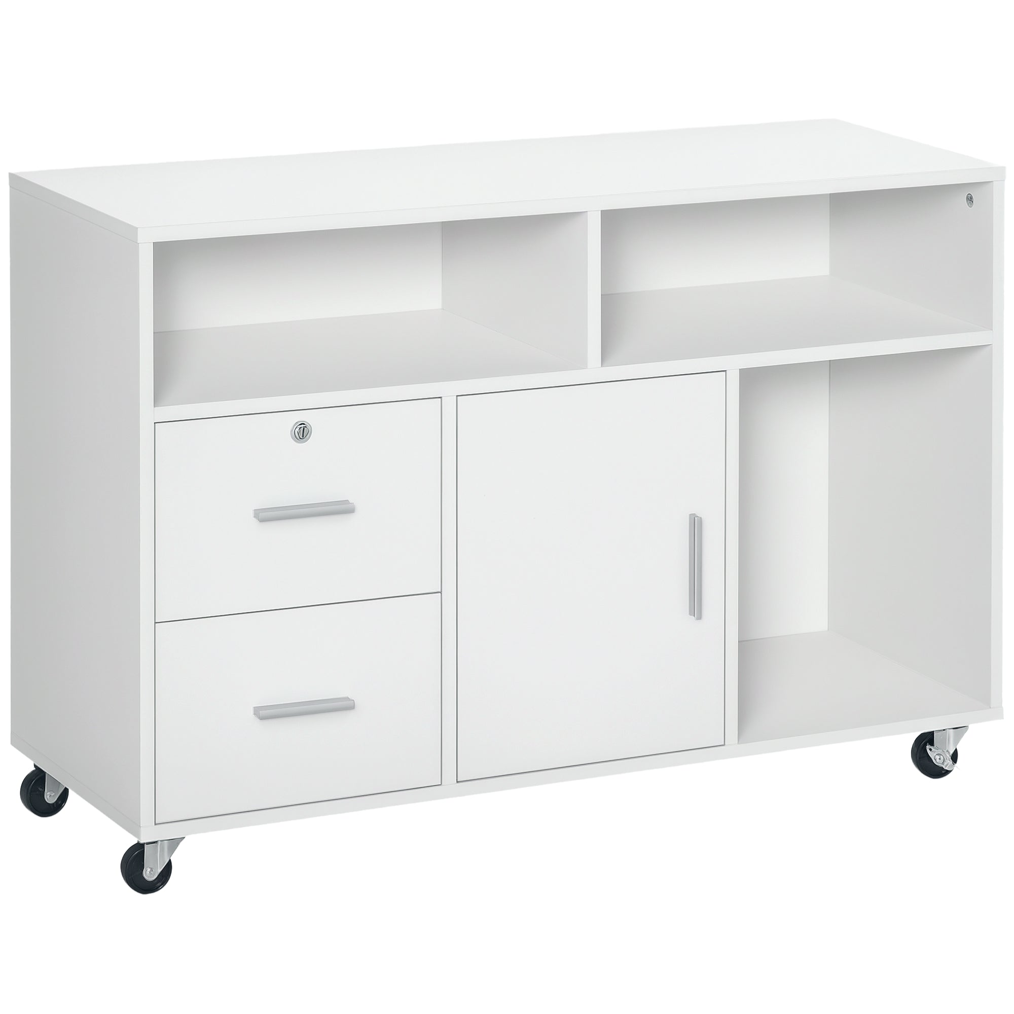Printer Stand with Drawers, Multipurpose Cabinet for Office and Home, White, 100x35x65cm