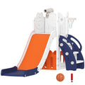 AIYAPLAY 5-in-1 Kids Slide Set with Basketball Hoop, Ladder, Telescope and Storage Containers, Ages 1-3 Years, Dark Blue