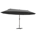 Outsunny Double Umbrella with 12 Ribs, Cross Base and Crank, in Steel and Polyester, 455x265x238 cm, Grey