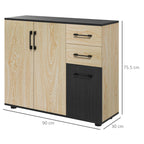 HOMCOM Modern Sideboard with 2 Cabinets and 2 Drawers in Wood, 90x30x75.5cm, Walnut and Black - Borgè
