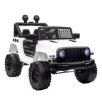 Electric Kids Car Jeep Off-Road with Remote Control and 2 Speeds, 100x65x72 cm, White