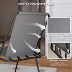 6 Piece Steel Garden Set with 4 Folding Chairs, Umbrella and Round Table, Grey and Black