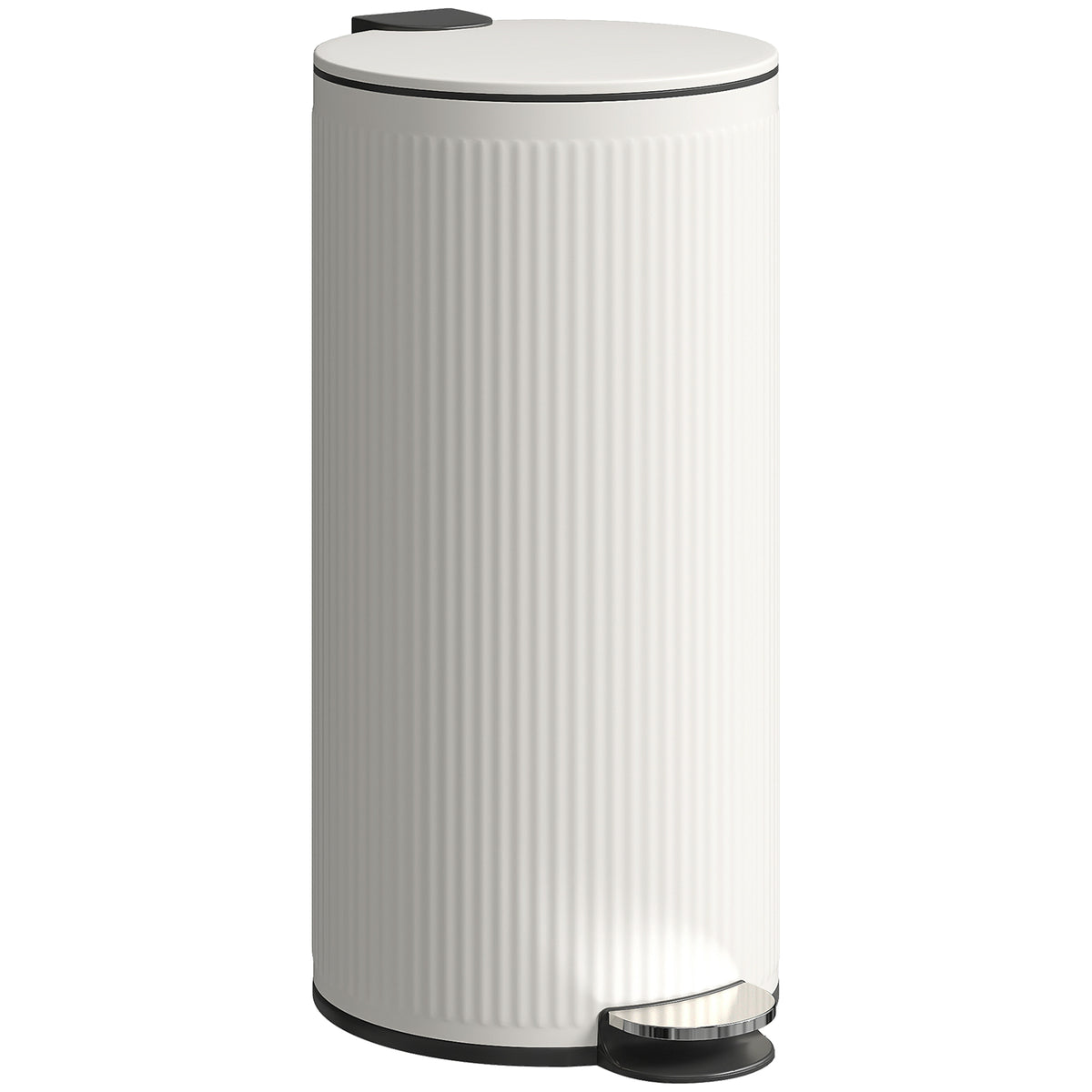 HOMCOM 30L Metal and PP Soft-Close Lid Rubbish Bin, Cream