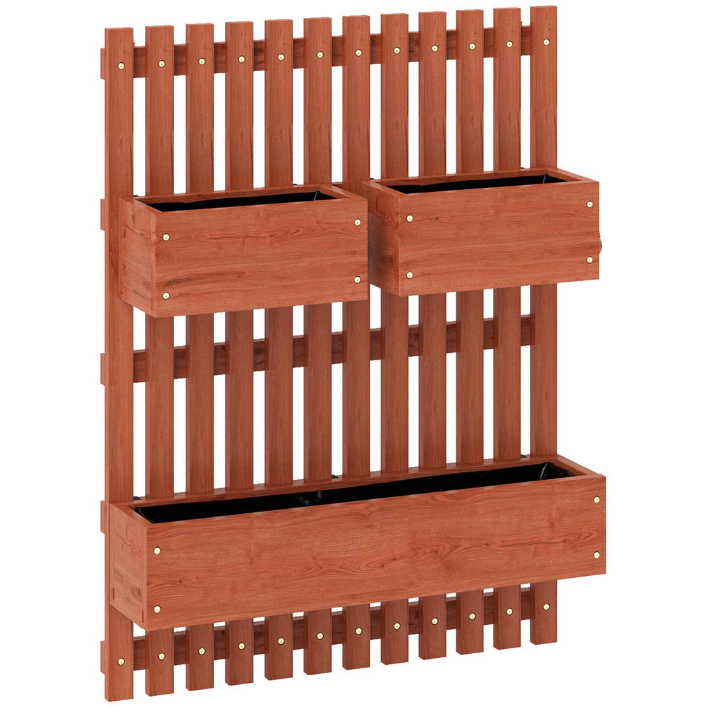 Outsunny Vertical Slatted Planter with 3 Removable Pots, in Fir Wood, 60x16x80 cm, Brown
