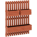 Outsunny Vertical Slatted Planter with 3 Removable Pots, in Fir Wood, 60x16x80 cm, Brown