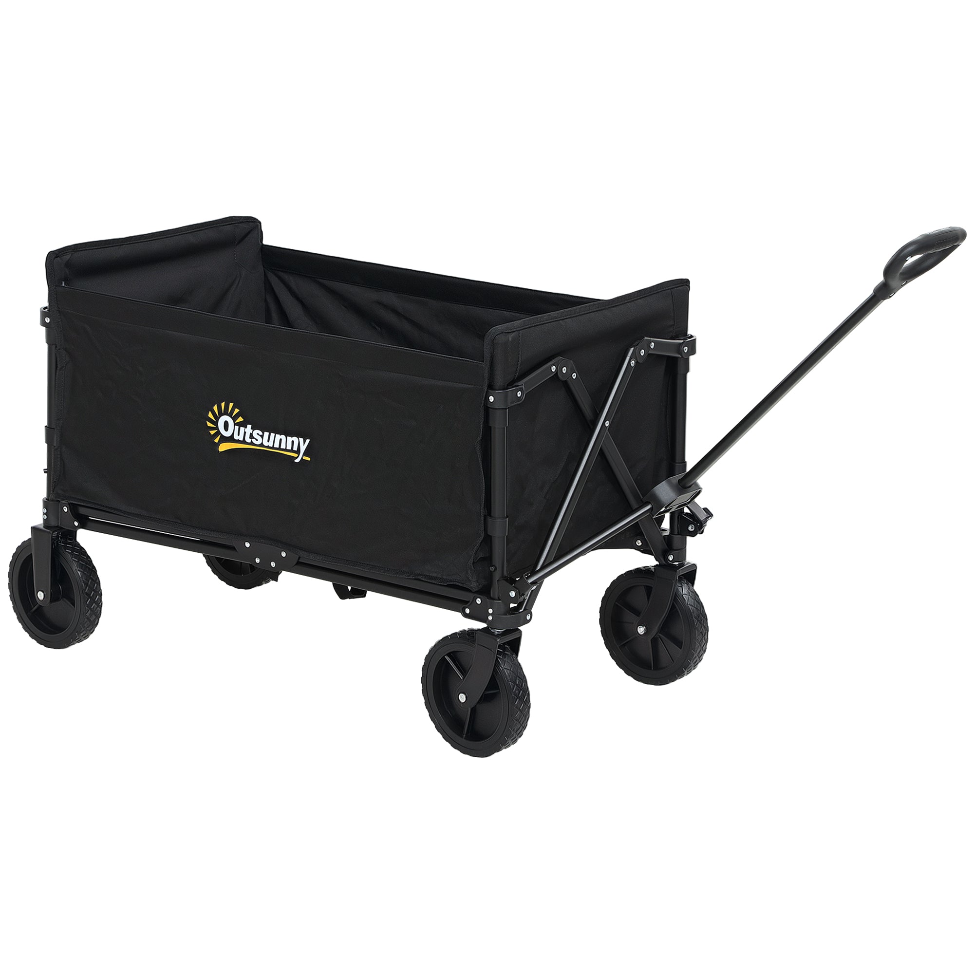 120L Folding Garden Trolley with Opening Panel, in Steel and Polyester, 90x48x62 cm, Black