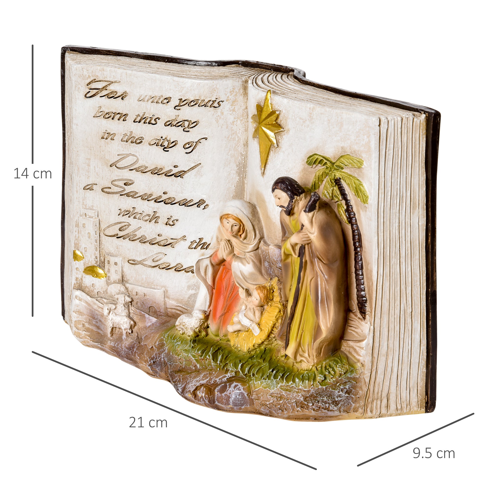 Christmas Nativity Scene, 3D Resin Figurines, 21.5x9.5x14cm