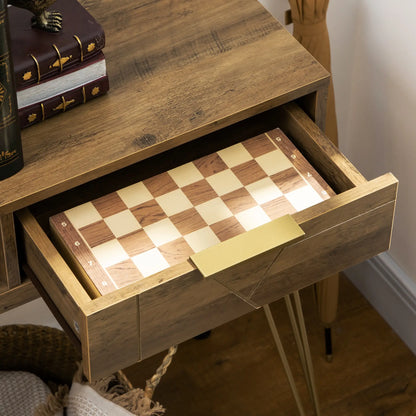 Table Console in chipboard and steel for entrance and living room with open shelf and 2 drawers, 120x29x79 cm