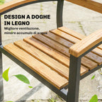 Outsunny Set of 2 Stackable Outdoor Chairs in Wood and Steel, Natural Wood Color