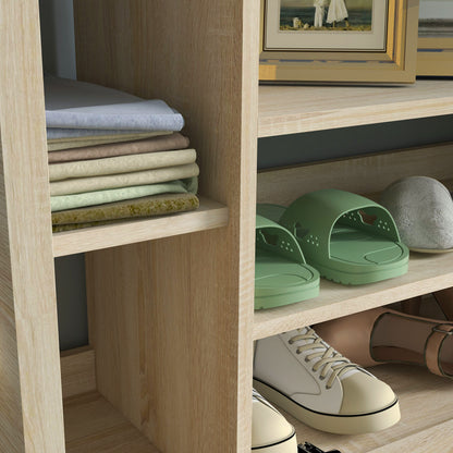 Hallway Set with Wall Mounted Coat Rack 4 Hooks, Shoe Rack for 9 Shoes, Cabinet and Mirror