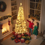 Snow-Covered Christmas Tree with 180 LED Lights, 11 Effects and 479 Branches, Ø65x180 cm, Green and White